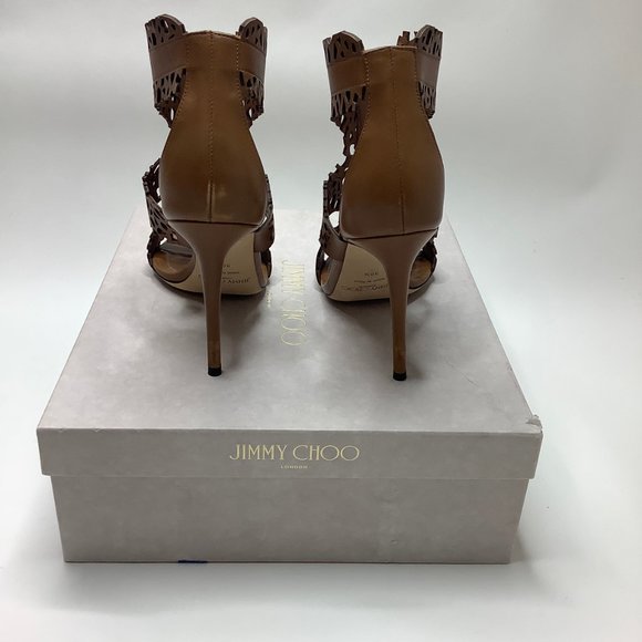 Jimmy Choo Megan T Strap Sandals 39.5 Brown - Picture 3 of 6
